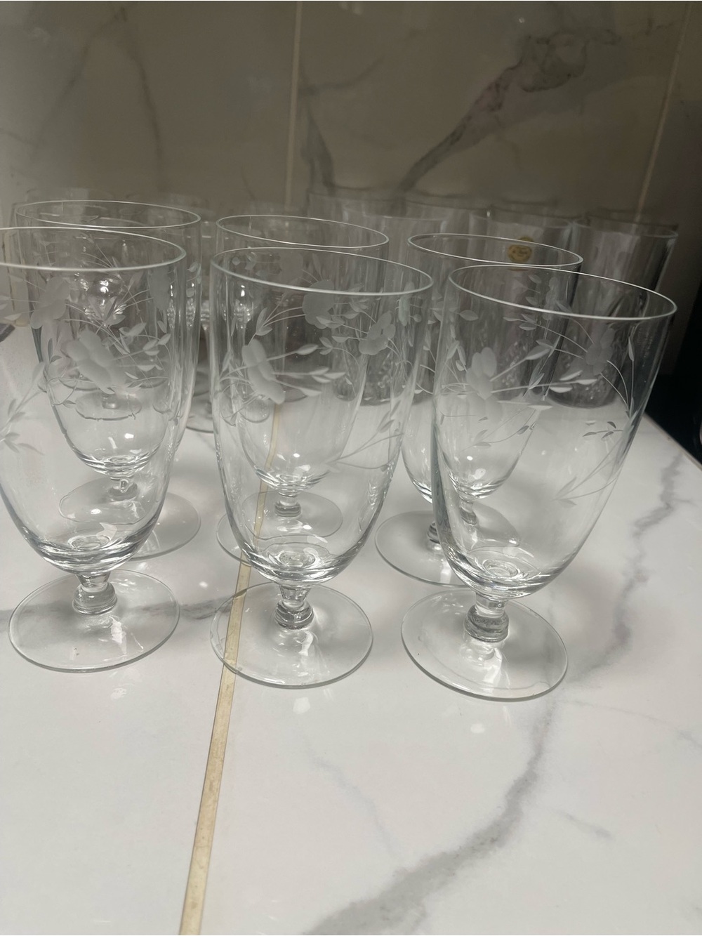 Vintage 1980s Princess House Heritage 6” Water Goblets Glass Iced Tea Set Of 6